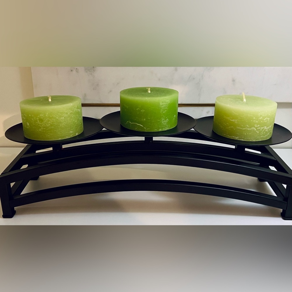 Chinese metal table candle stand w/candles included